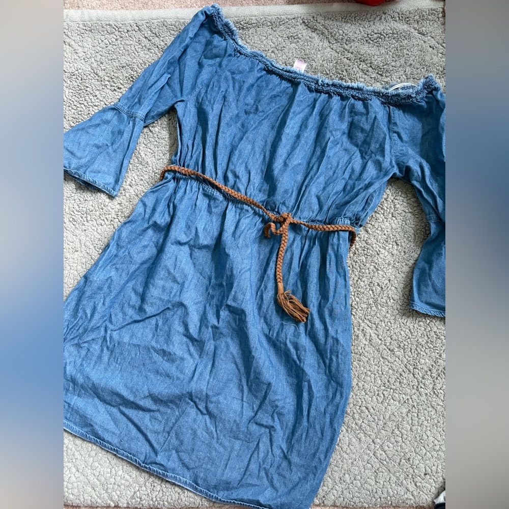 Justice Frayed Blue Denim Dress